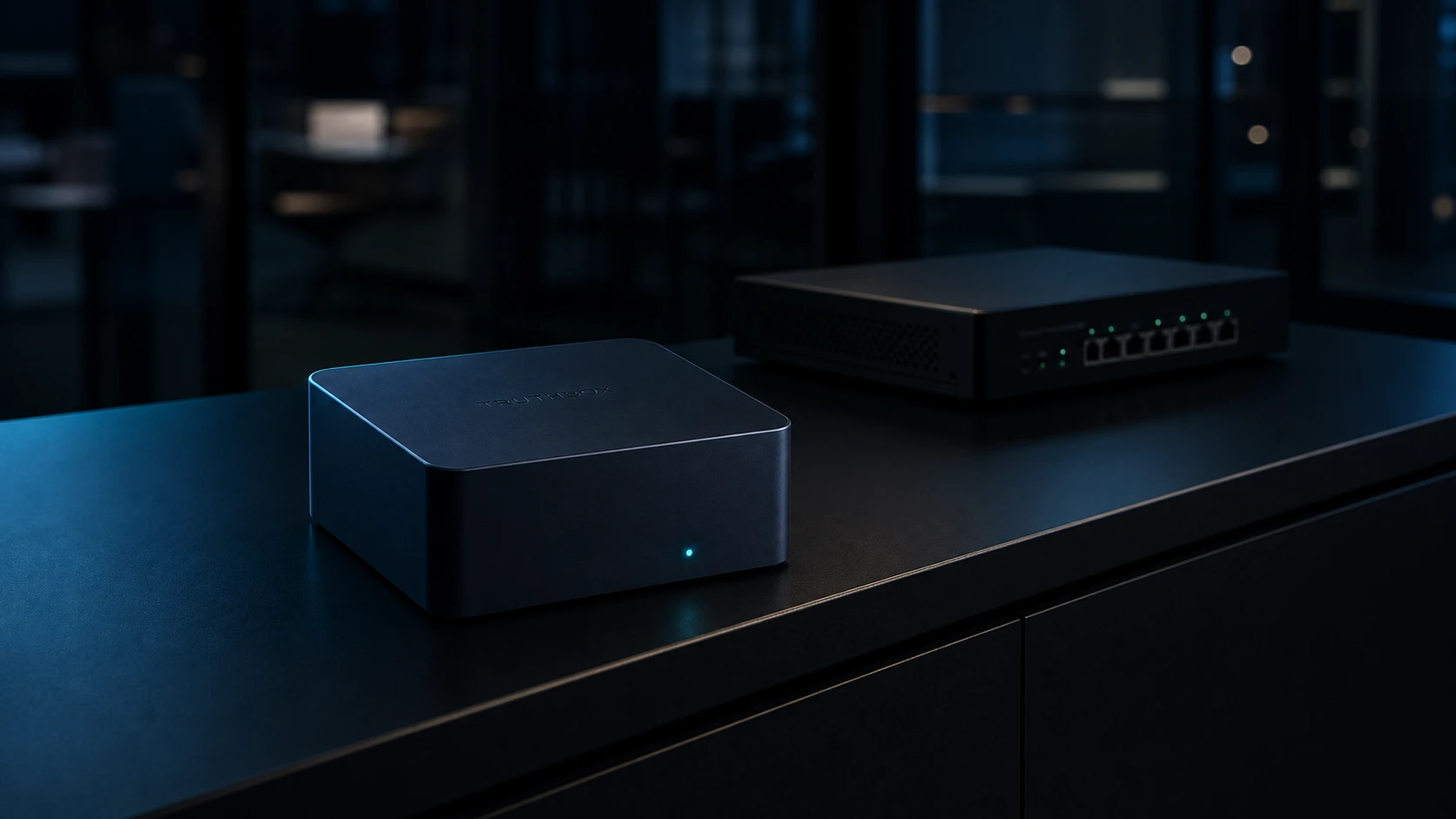 TruthBox installed alongside business network equipment